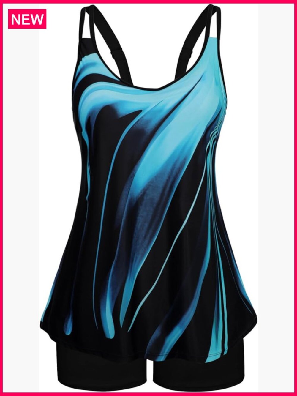 Tummy Control Tankini Set with Boy Shorts Flowy Swim Top